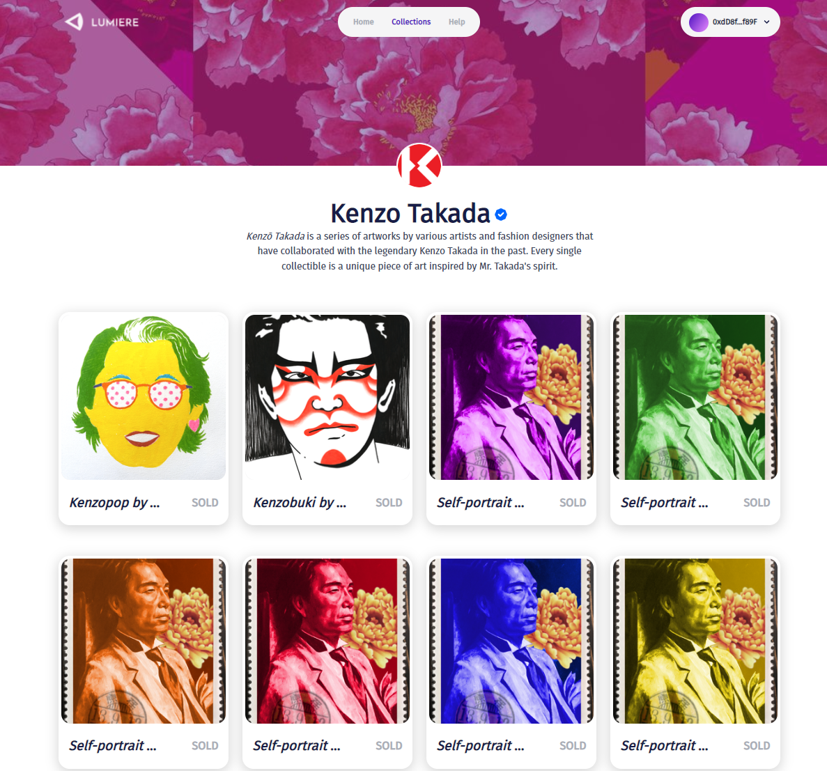 Lumiere NFT collection dashboard