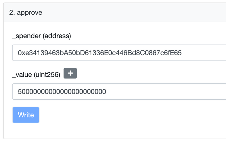 Screenshot of the approve function in Etherscan's Write Contract tab
