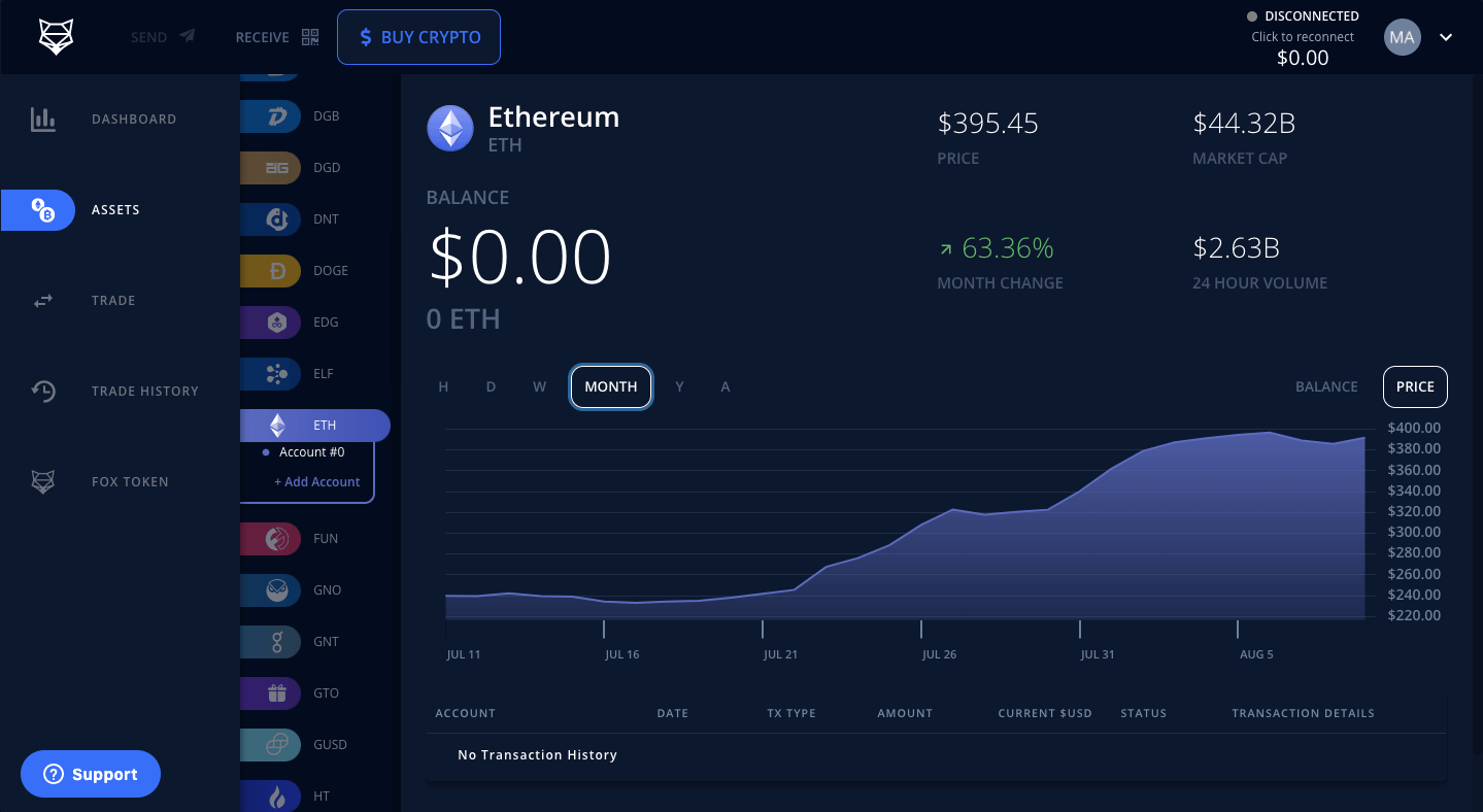 Screenshot of the ShapeShift trading interface