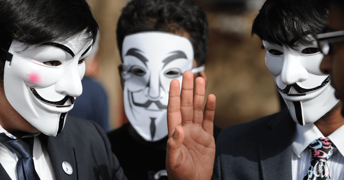 Guy Fawkes mask symbolizing resistance to digital censorship