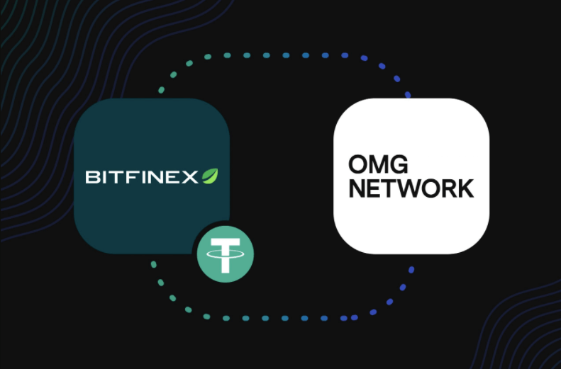 Announcement graphic of the Tether and OMG Network partnership
