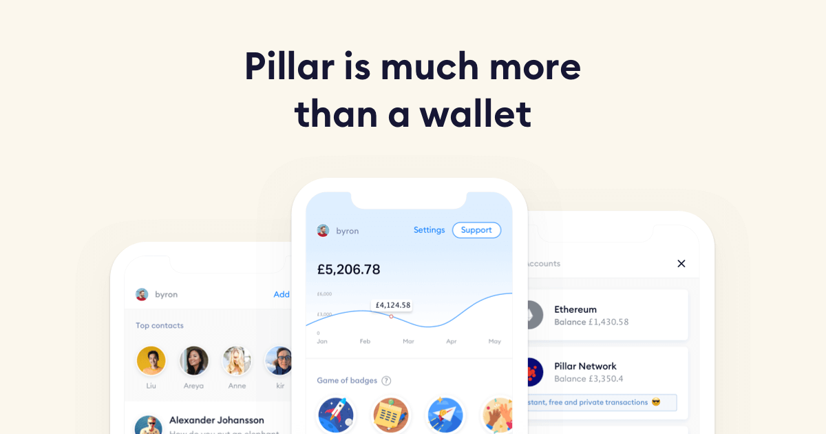 Banner of Pillar wallet app screenshots