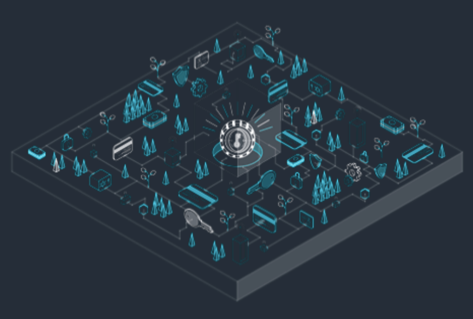 Artwork illustrating SelfKey's LOCK token staking model
